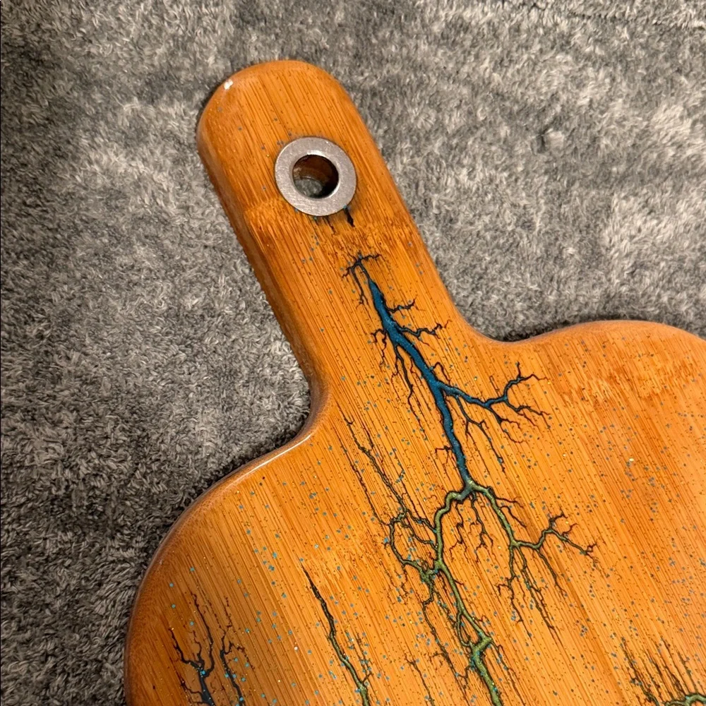 Handcrafted Wood Serving Paddle with Fractal Inlay